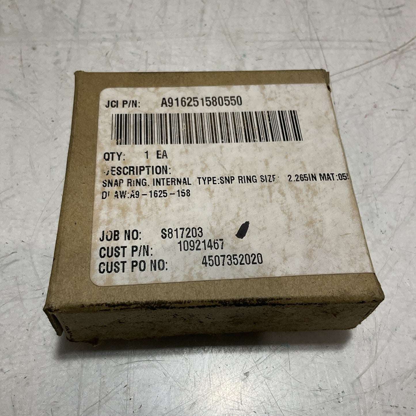 JOHN CRANE 10921467 INTERNAL SNAP RING SIZE 2.265 A916251580550 U3S