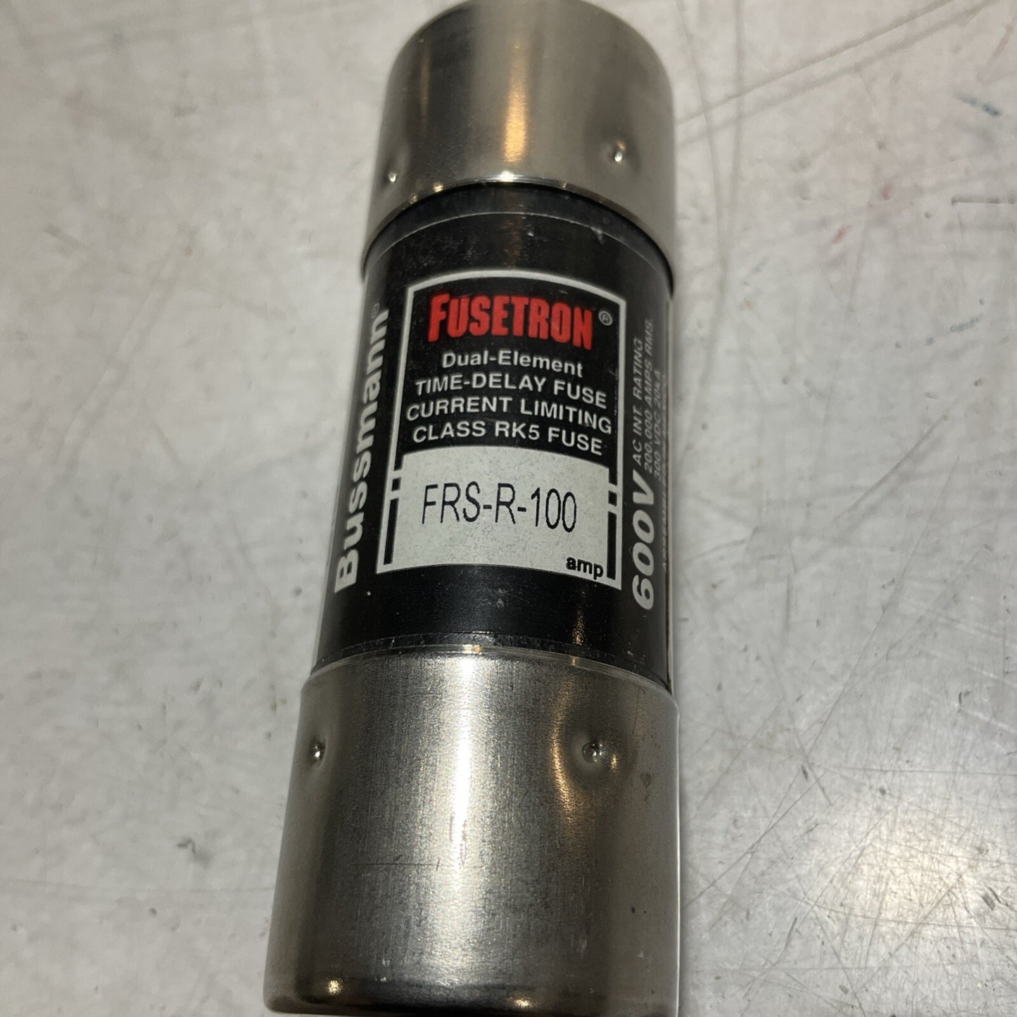 BUSSMANN FUSETRON FRS-R-100 DUAL-ELEMENT TIME-DELAY FUSE CLASS RK5 FUSE U3S