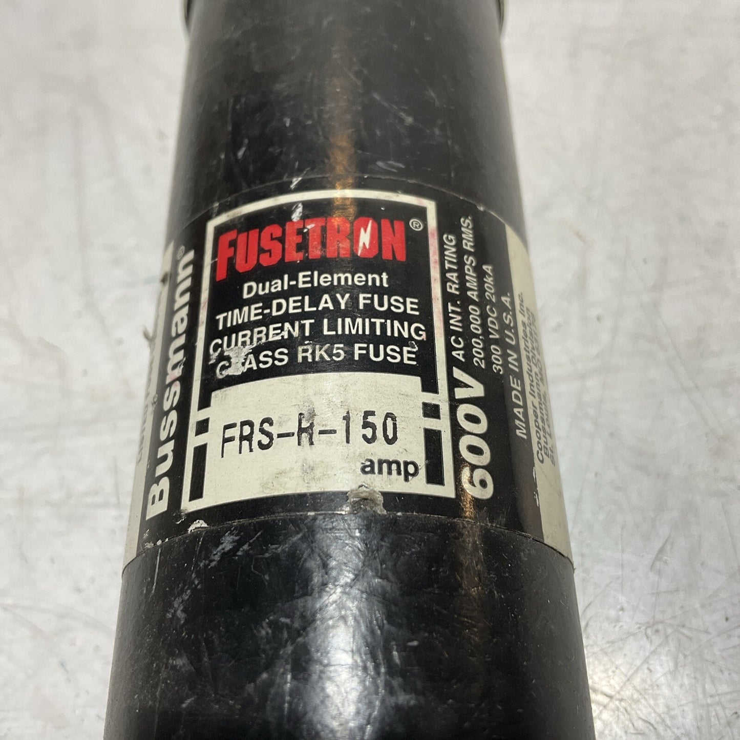 BUSSMANN-FUSETRON FRS-R-150 DUAL-ELEMENT TIME DELAY FUSE CLASS RK5 600V U3S
