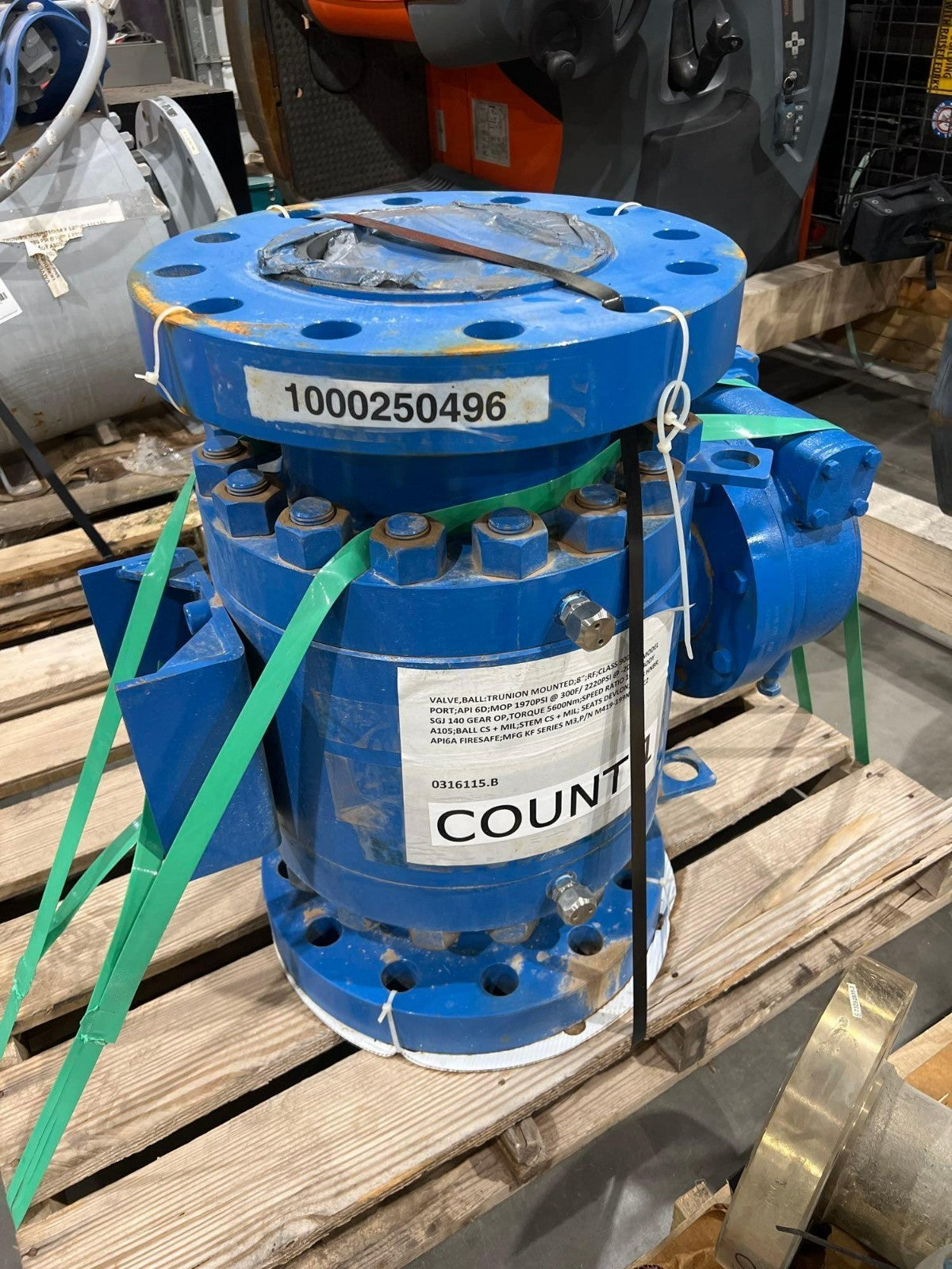 KF IND TRUNION BALL VALVE MODEL M419-199N6AGC2;SERIES M3; CLASS 900; 8 IN V2M