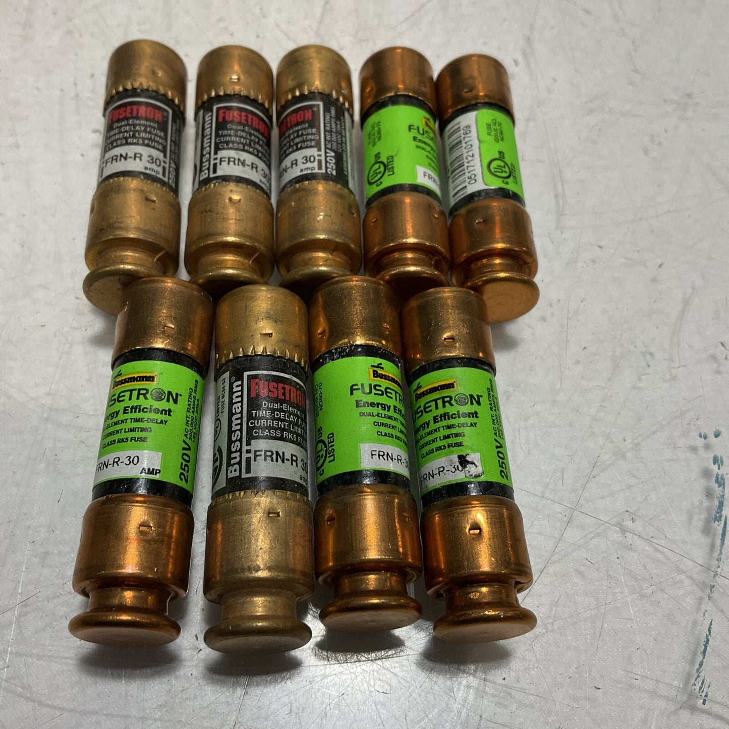 BUSSMANN FRN-R-30 FUSETRON CLASS RK5 DUAL-ELEMENT TIME DELAY LOT OF 9 U3S