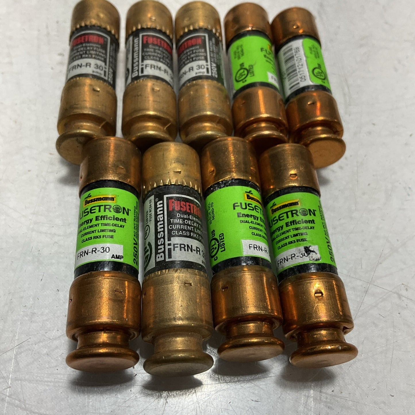 BUSSMANN FRN-R-30 FUSETRON CLASS RK5 DUAL-ELEMENT TIME DELAY LOT OF 9 U3S