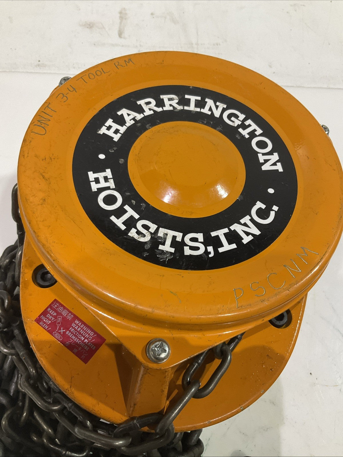 HARRINGTON CF4 CF015 HAND CHAIN HOIST 1- 1/2 TON CAPACITY SERIAL#/101090 Y2M