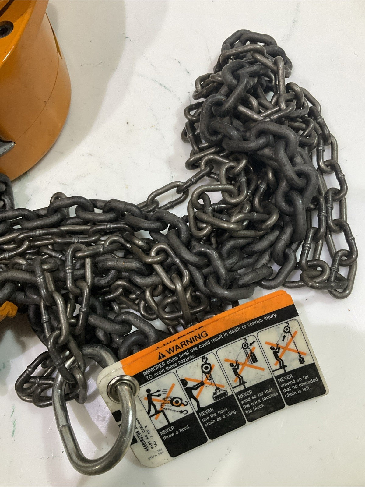 HARRINGTON CF4 CF015 HAND CHAIN HOIST 1- 1/2 TON CAPACITY SERIAL#/101090 Y2M