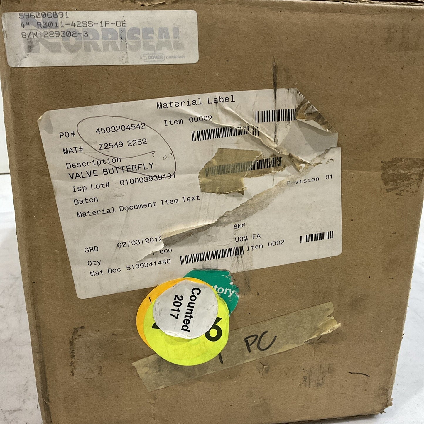 NORRISEAL R3011 316SS 4" MANUAL BUTTERFLY VALVE U3S