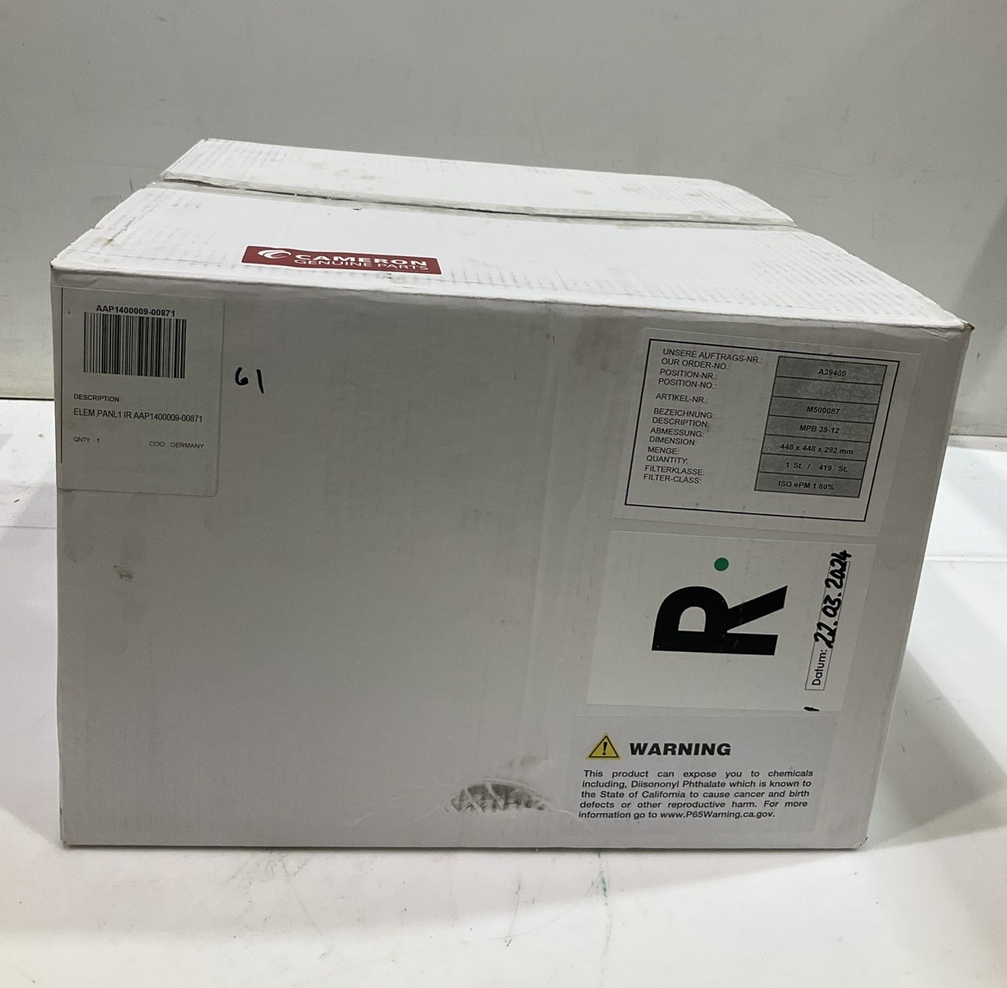 CAMERON GENUINE PART AAP1400009-00871 ECO-FILTER PANEL ELEMENT Y2M