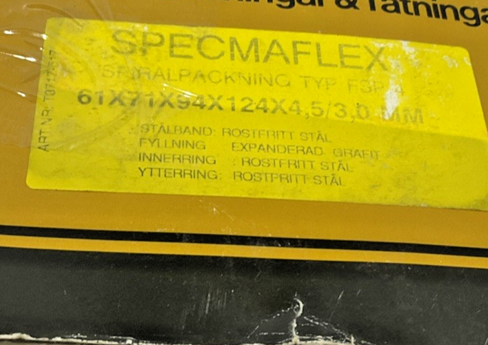 SPECMA SPECMAFLEX 316L MANHOLE GASKET 61X71X94X124X4,5/3,0 MM LOT OF 3 T2M