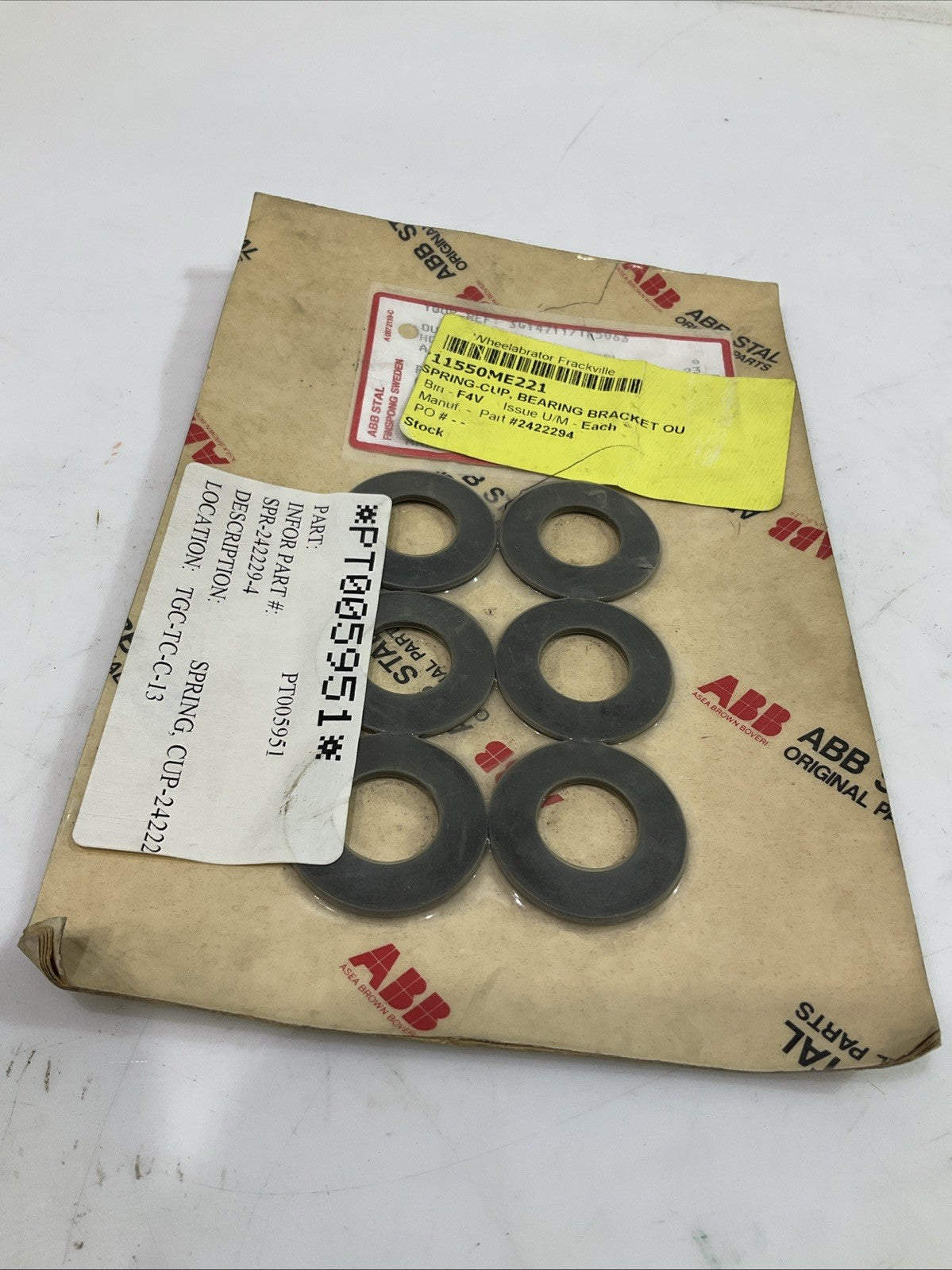 ABB PT005951 - 2422294 SPRING CUP BEARING BRACKET LOT OF 6 T2M