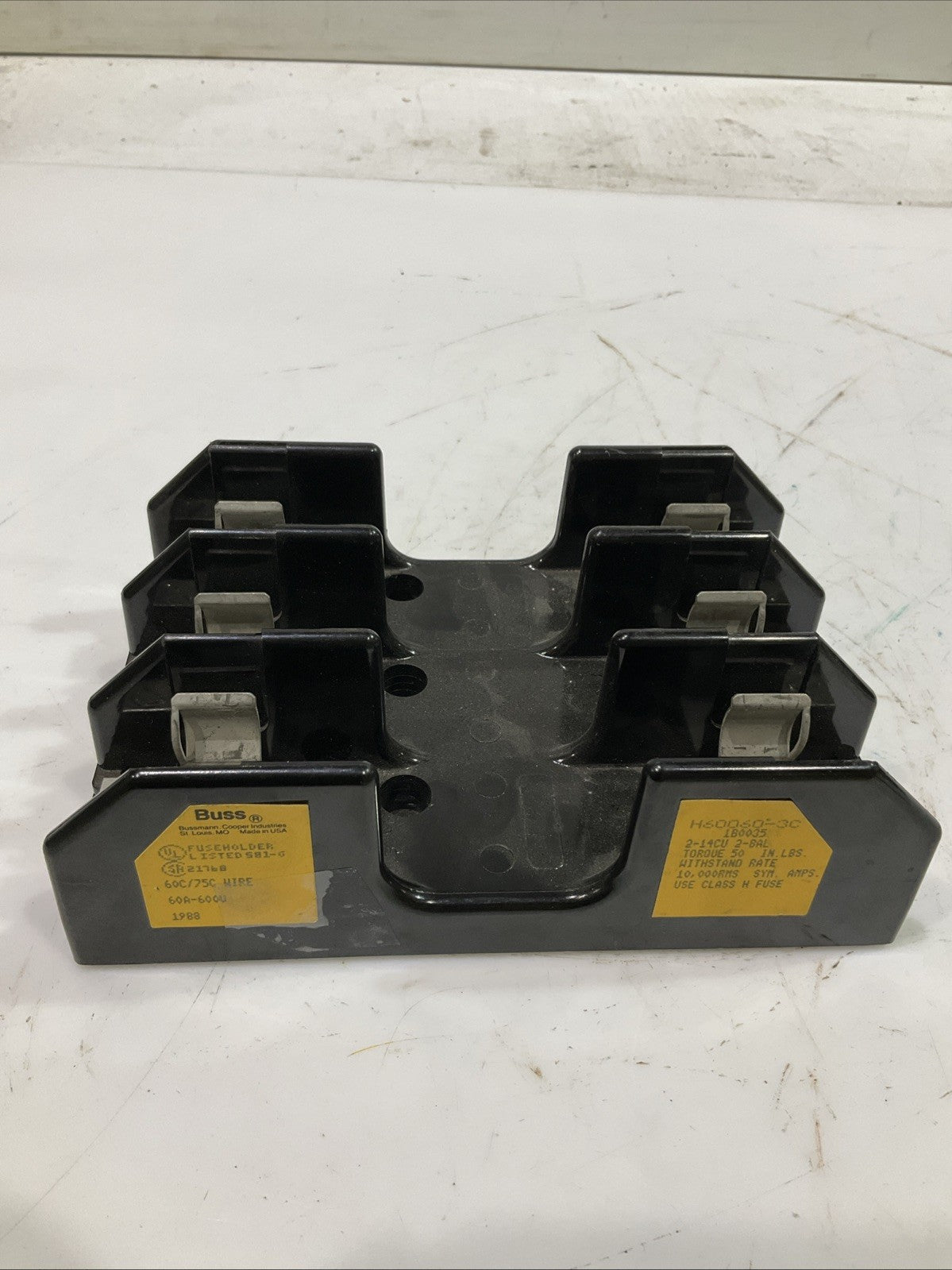 BUSS H60060-3C FUSE BLOCK HOLDER 60C/75 T2M