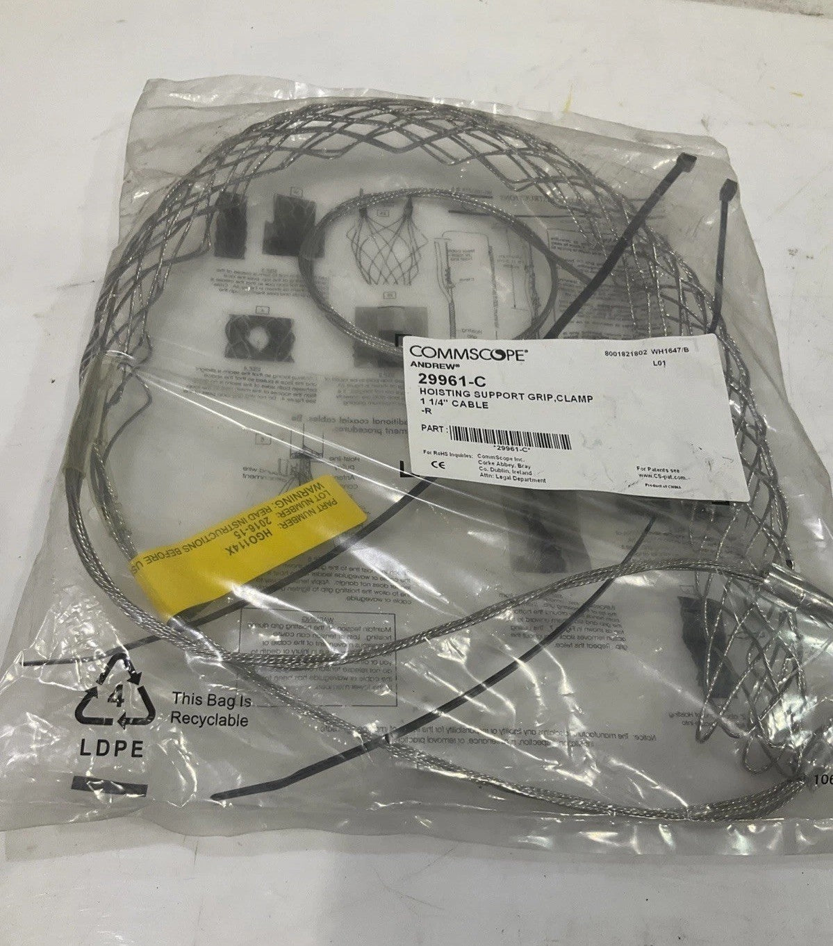 COMMSCOPE 29961-C HOISTING SUPPORT GRIP CLAMP 1 1/4 CABLE R5T