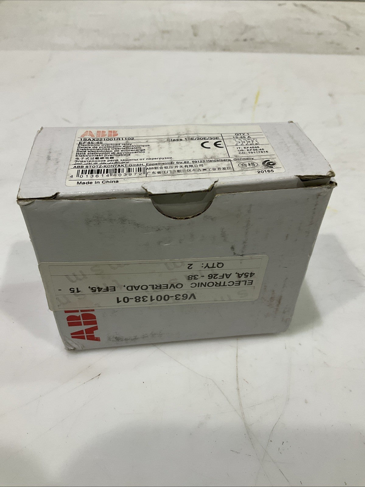 ABB EF45-45 1SAX221001R1102 ELECTRONIC RELAY OVERLOAD Q9W