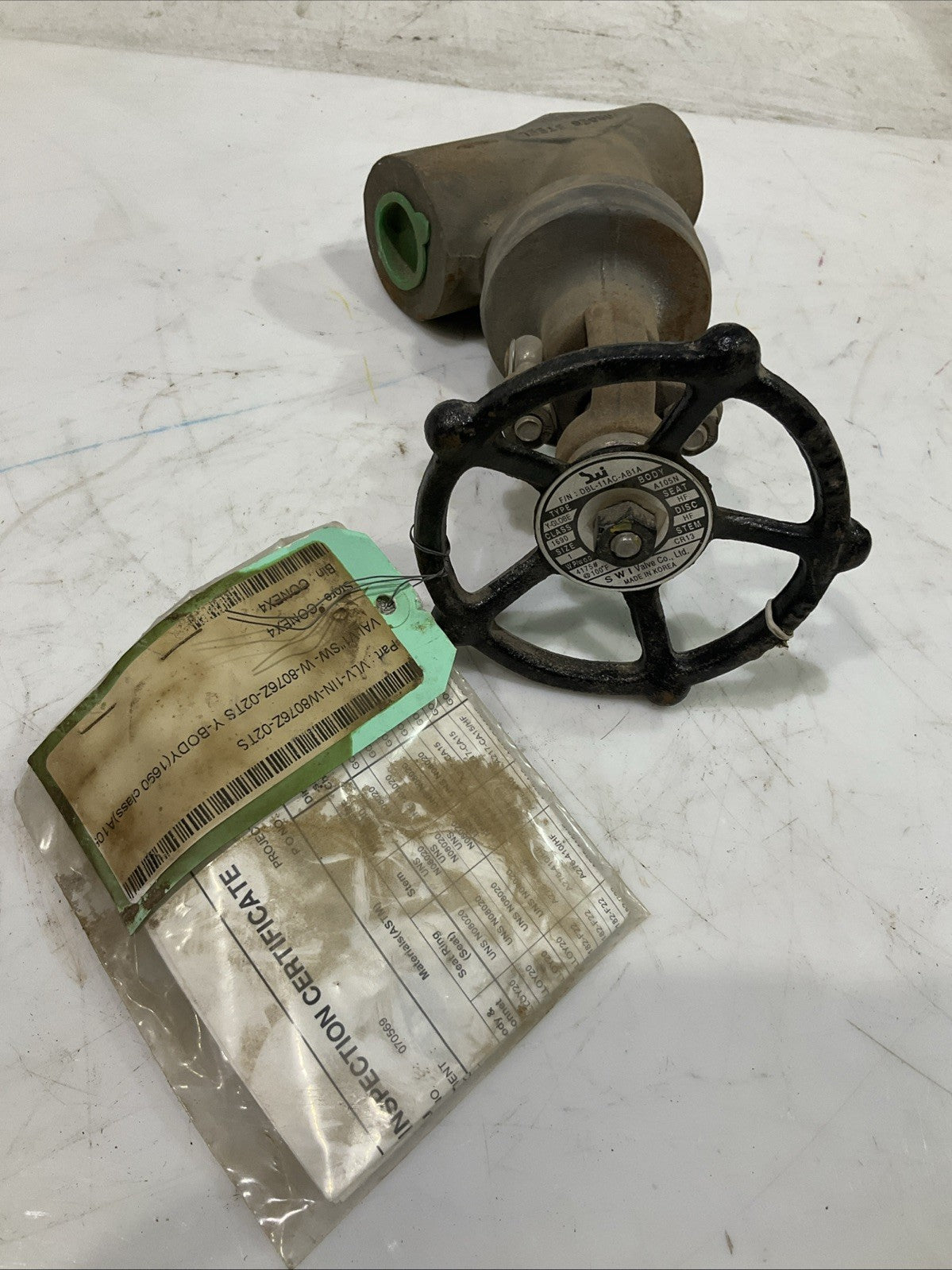 SWI A105N BDL-11AC-AB1A SIZE 1” STEEL WEDGE GATES VALVE Y-GLOBE V2M