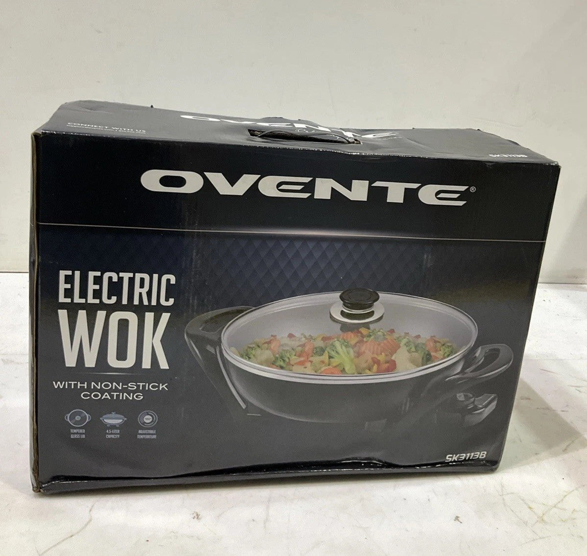 OVENTE SK3113B 4.5-LITER ELECTRIC WORK WITH NON-STICK COATING SKILLET Q9W