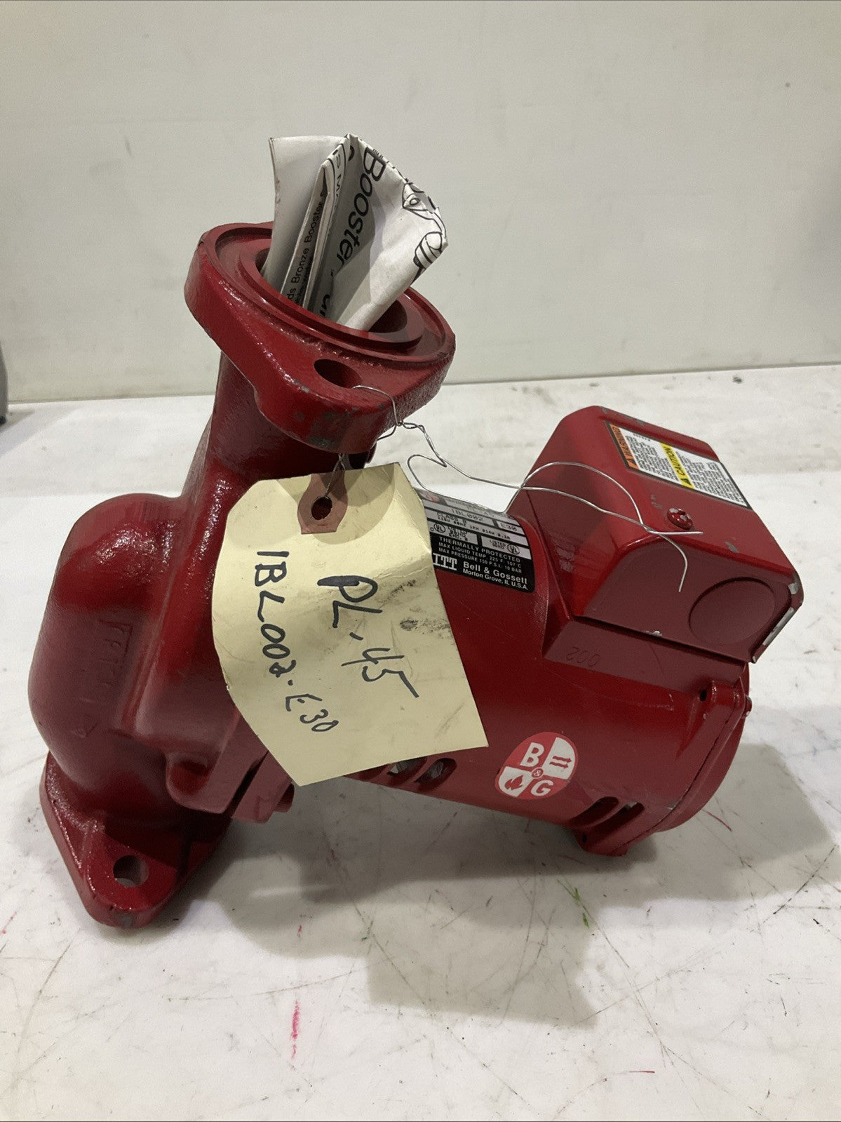 BELL & GOSSETT PL-45 1BL002E30 CAST IRON BOOSTER PUMP H3C