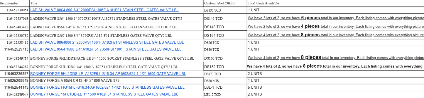 ccspecs64 valve listing