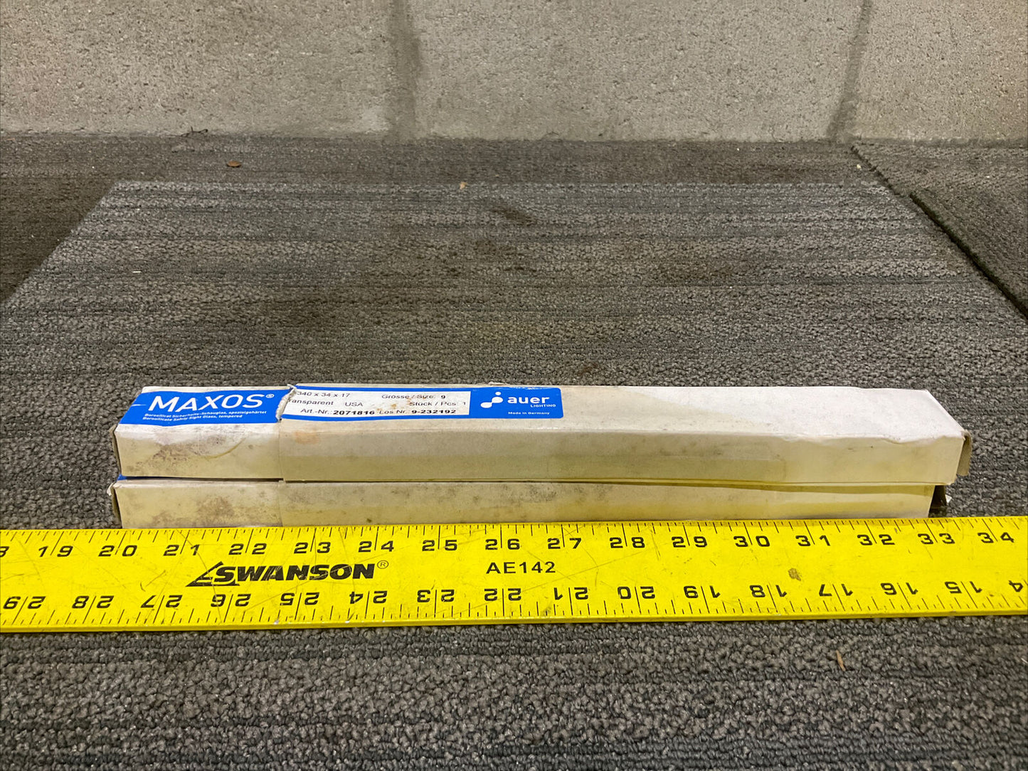 MAXOS AUER 9232192/2071816 BOROSILICATE SAFETY SIGHT GLASS 9 340X34X17 LOT OF 2