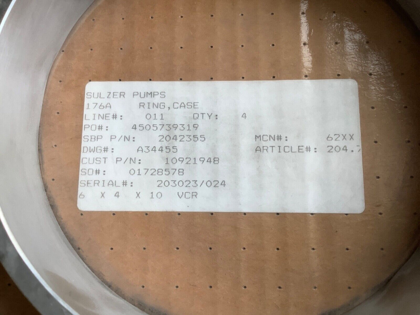SULZER PUMPS 2042355 A-34455 CASE RING 176A 678