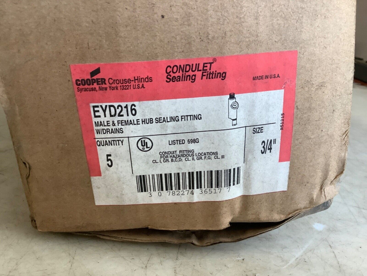 COOPER CROUSE HINDS EYD216 CONDUIT SEALING FITTING M/F 3/4IN 678 - QTY 5