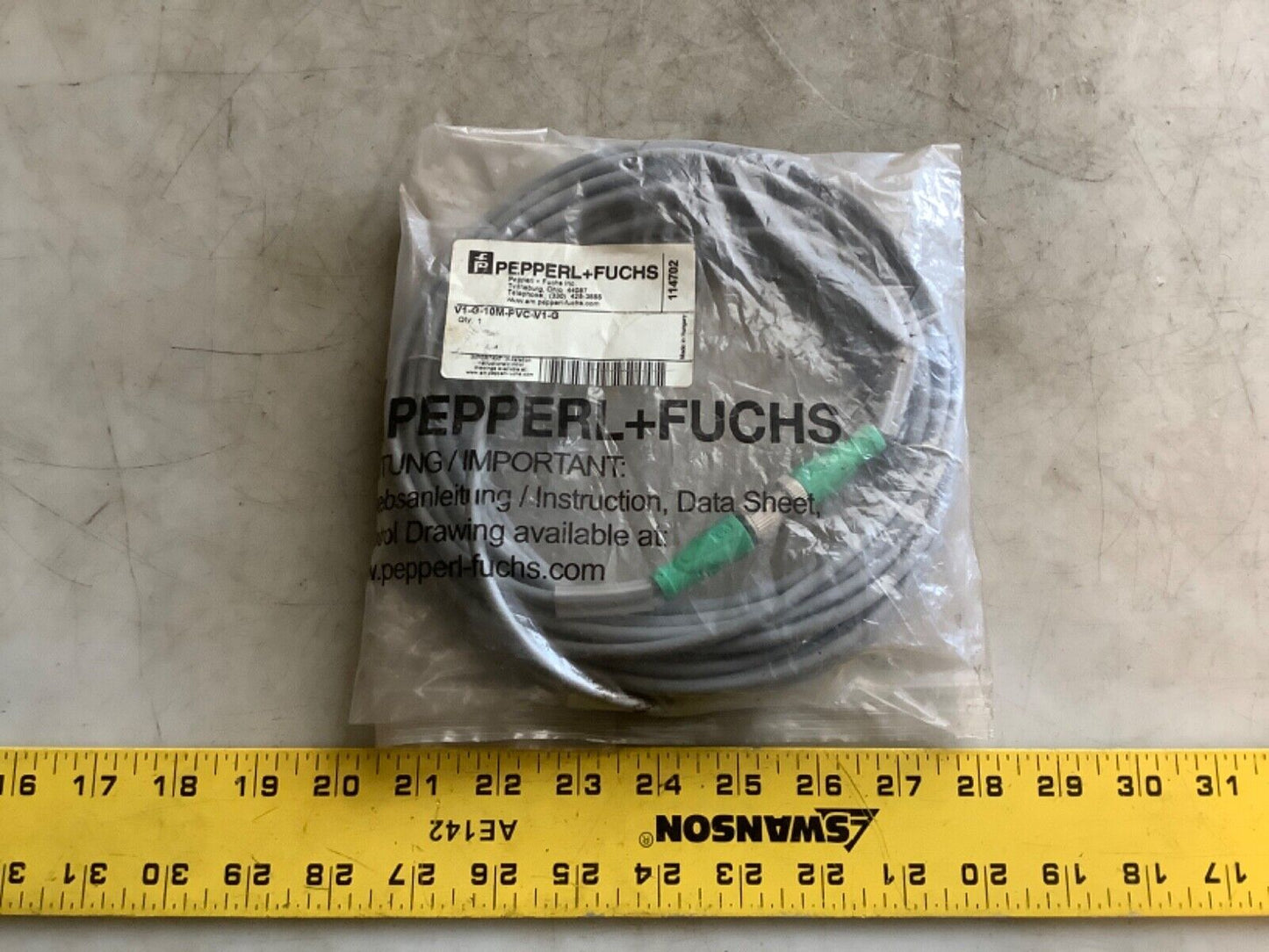 PEPPERL FUCHS V1-G-10M-PVC-V1-G CONNECTION CABLE 4 PINS 10M 222