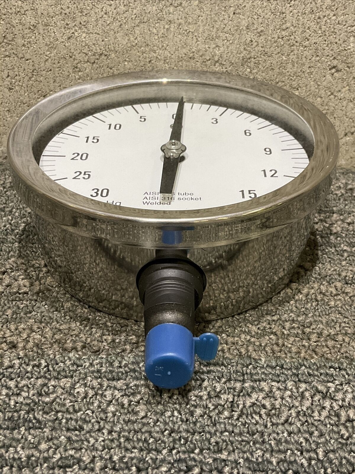 ASHCROFT 8409 AISI 316 TUBE & SOCKET PRESSURE GAUGE 30-15 PSI 222