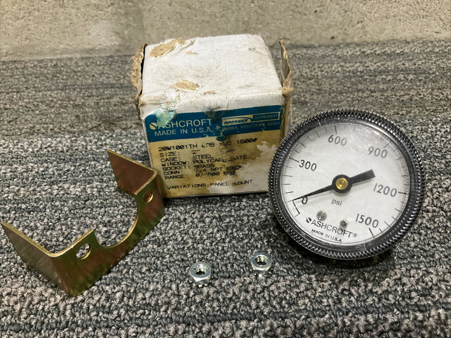ASHCROFT 20W1001TH 02B XUC 1500 PRESSURE GAUGE 2” STEEL 1/4 NPT 0-1500 PSI 222