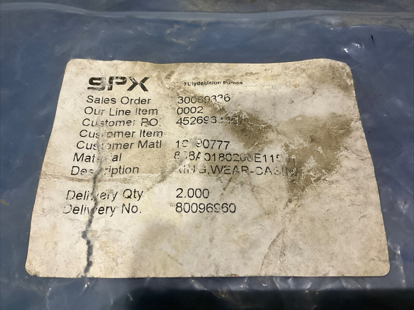 UNION PUMP SPX 808A0180200 E11501 WEAR CASING RING 678 LOT OF 2