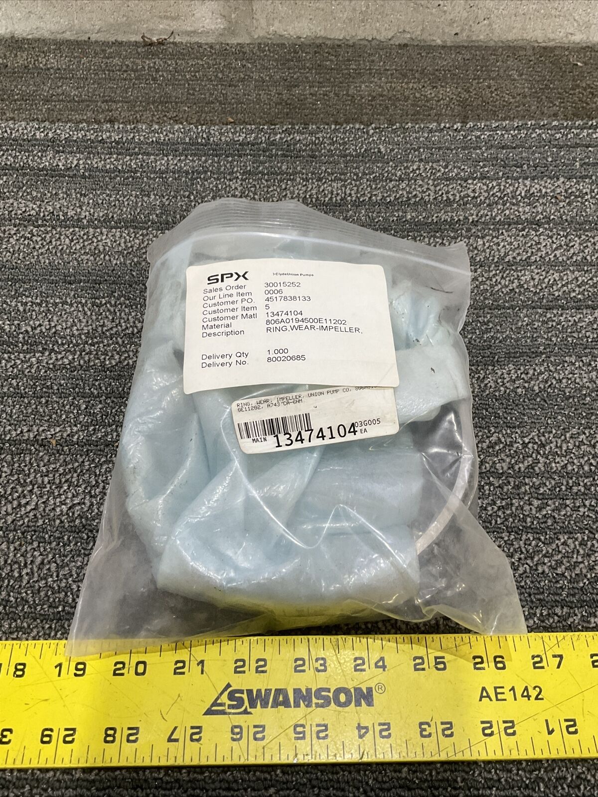 UNION PUMPS A743 CA-6NM 806A019450 0E11202 IMPELLER WEAR RING 678