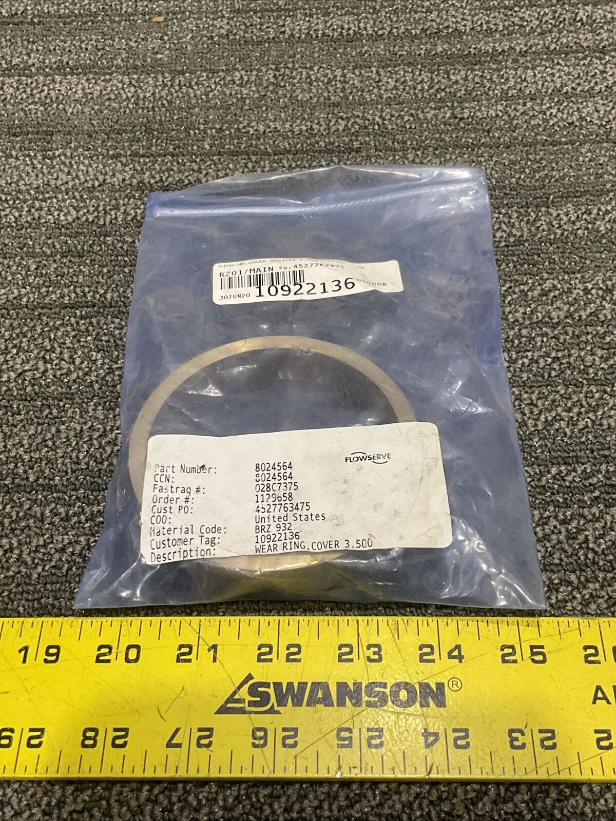 FLOWSERVE 8024564 WEAR RING COVER RING 678