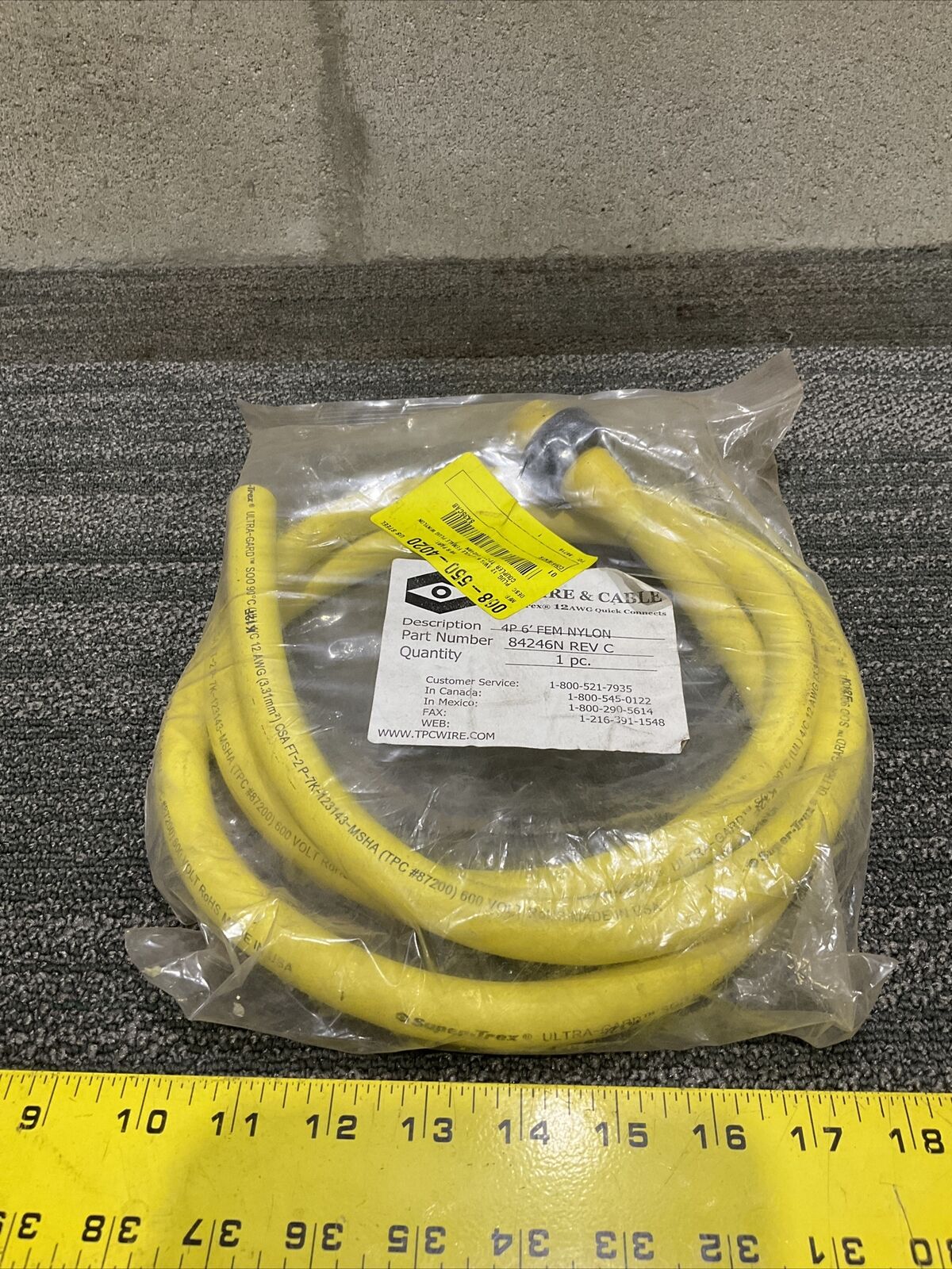 TPC WIRE & CABLE 84246N REV C 4P 6’ SUPER TRAX 12AWG QUICK CONNECTS