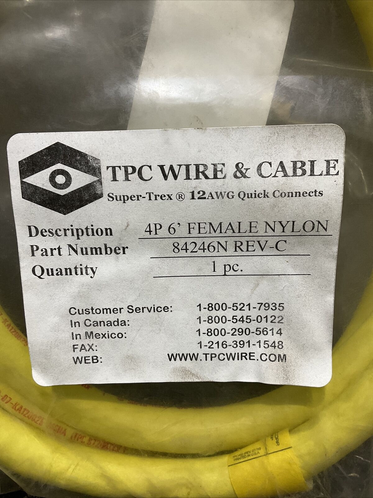 TPC WIRE & CABLE 84246N REV C 4P 6’ SUPER TRAX 12AWG QUICK CONNECTS 222 LOT OF 2