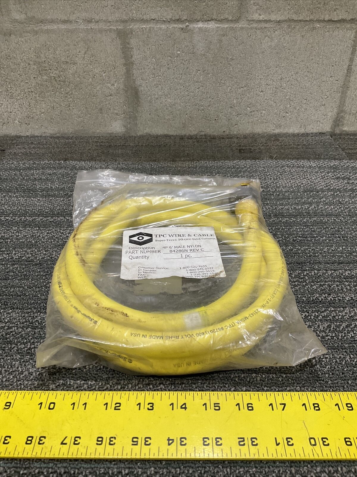 TPC WIRE & CABLE 84286N 4P 6’ MALE SUPER TREX 10 AWG QUICK CONNECTS 222