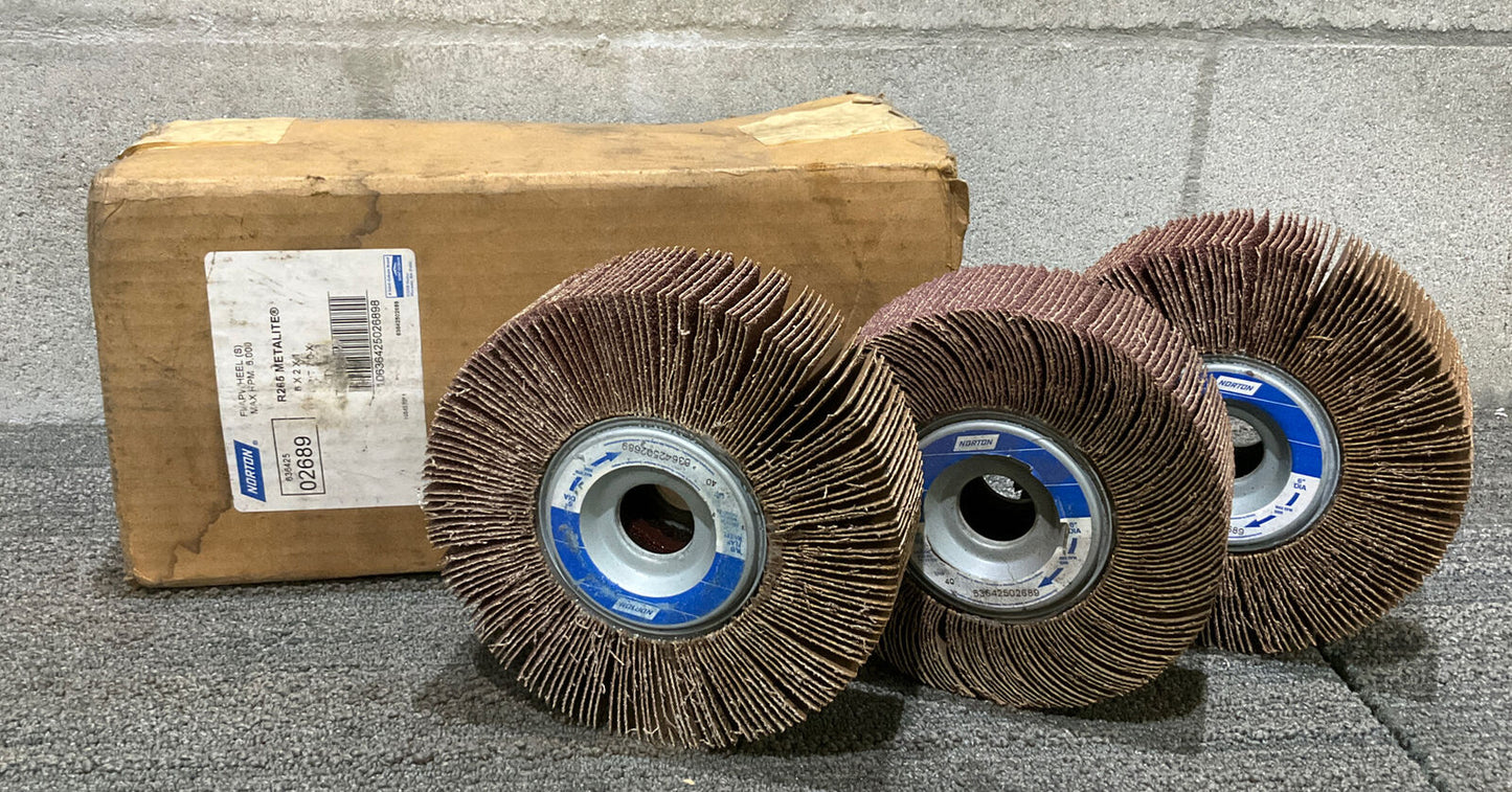 NORTON 63642502689 R265 METALIGHR FLAPWHEEL 6 X 2 X 1 222 LOT OF 3
