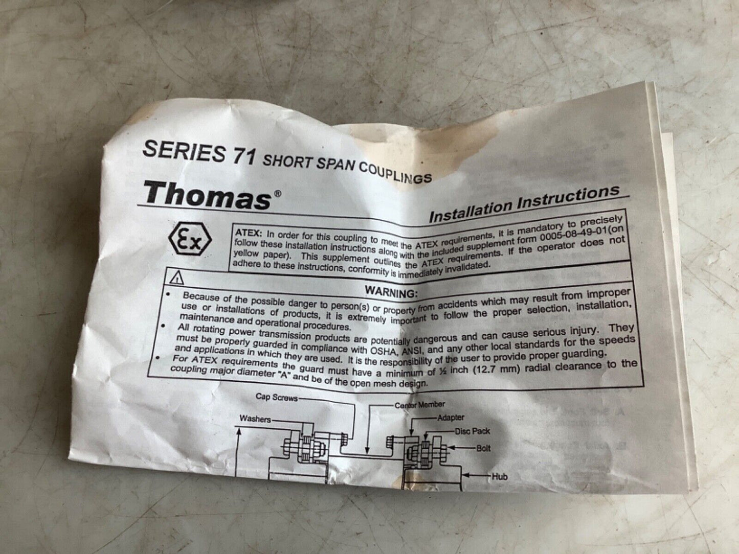 THOMAS REXNORD 838217 FLEXIBLE DISK COUPLING 678