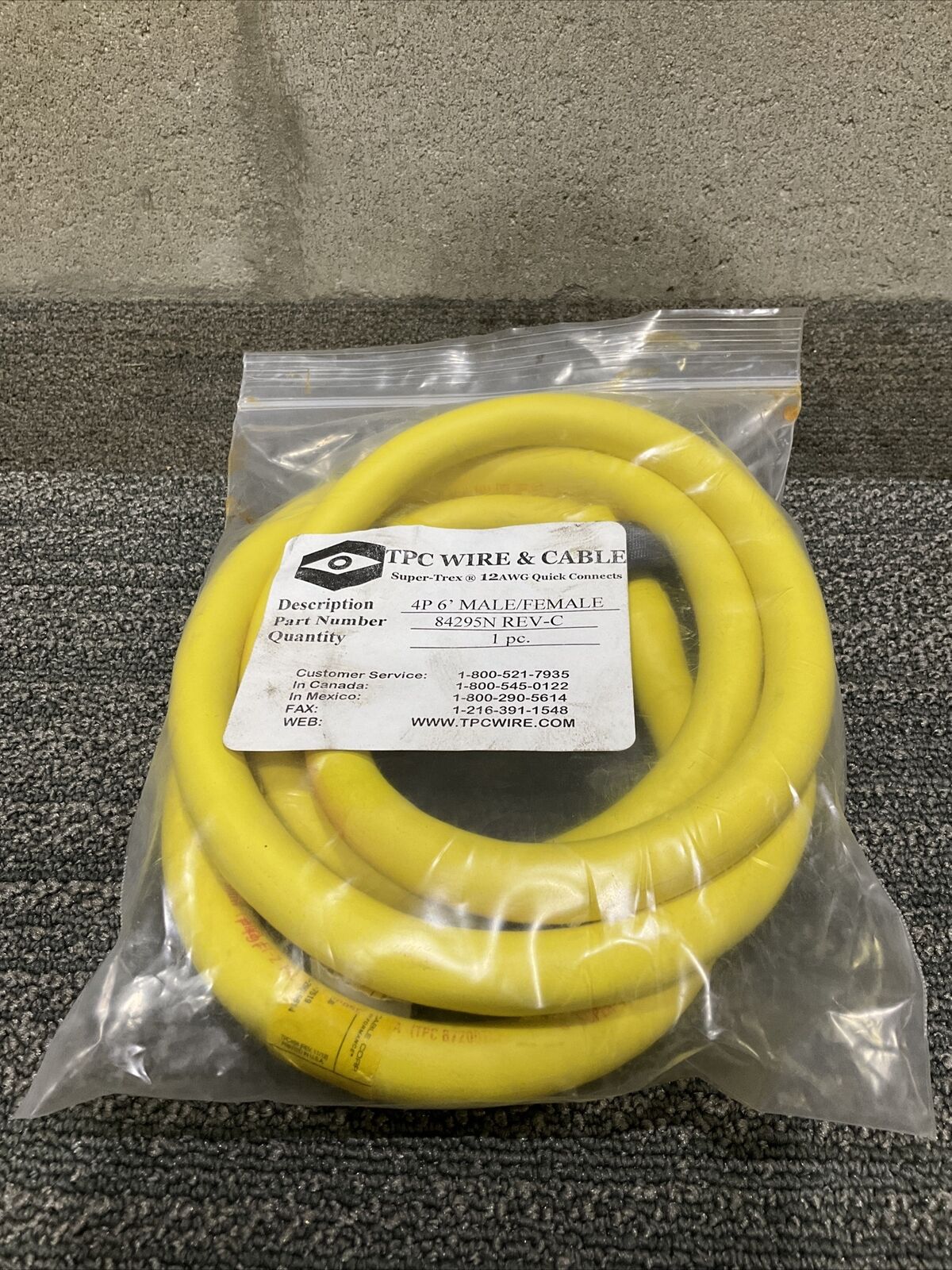 TPC WIRE & CABLE 84295N REV-C 4P 6’ SUPER TREX 12AWG QUICK CONNECTS 222 LOT OF 2