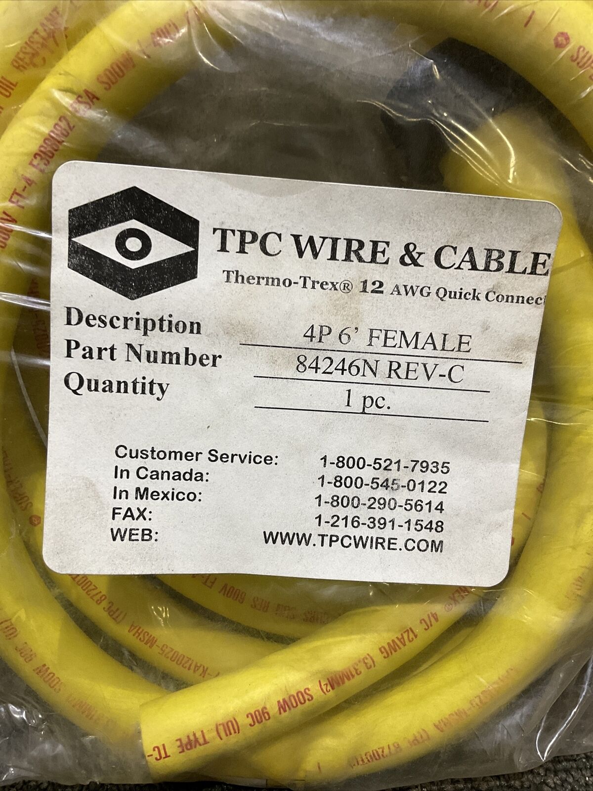 TPC WIRE & CABLE 84246N REV-C SUPER TREX 12AWG QUICK CONNECTS 222 LOT OF 3
