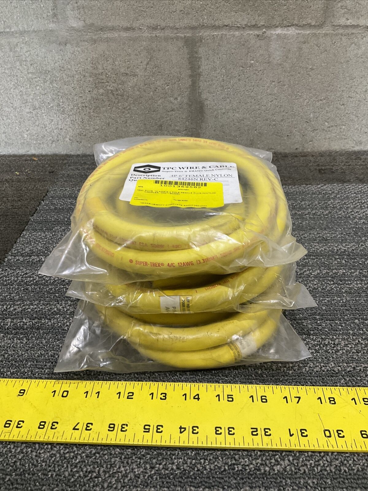 TPC WIRE & CABLE 84246N REV-C SUPER TREX 12AWG QUICK CONNECTS 222 LOT OF 3