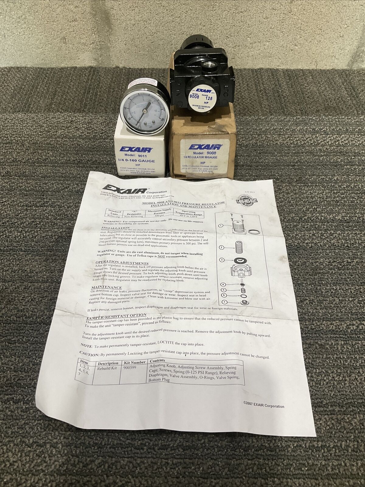EXAIR 9008 1/4” REGULATOR W/ GAUGE 9011 444