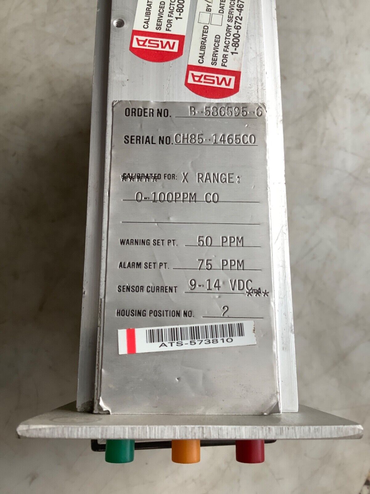 MSA B-586595-6 CARBON MONOXIDE ALARM MODULE 0-100PPM 444