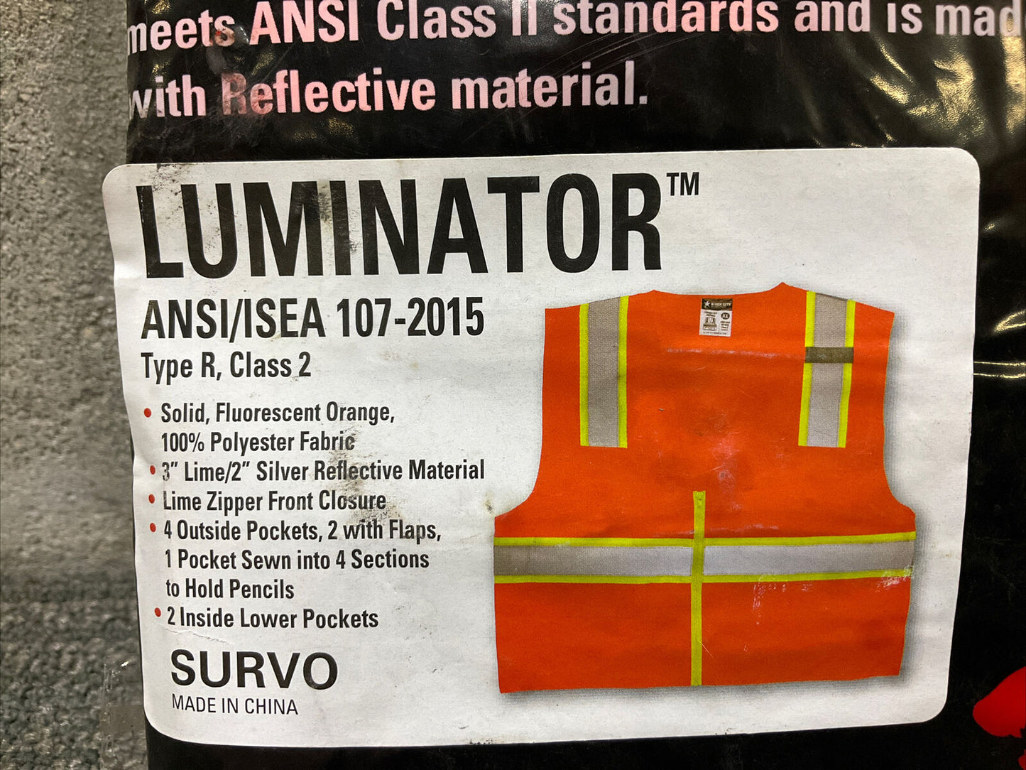 LUMINATOR ANSI/ISEA 107-2015 TYPE R CLASS 2 HIGH VISIBILITY SAFETY VEST 222