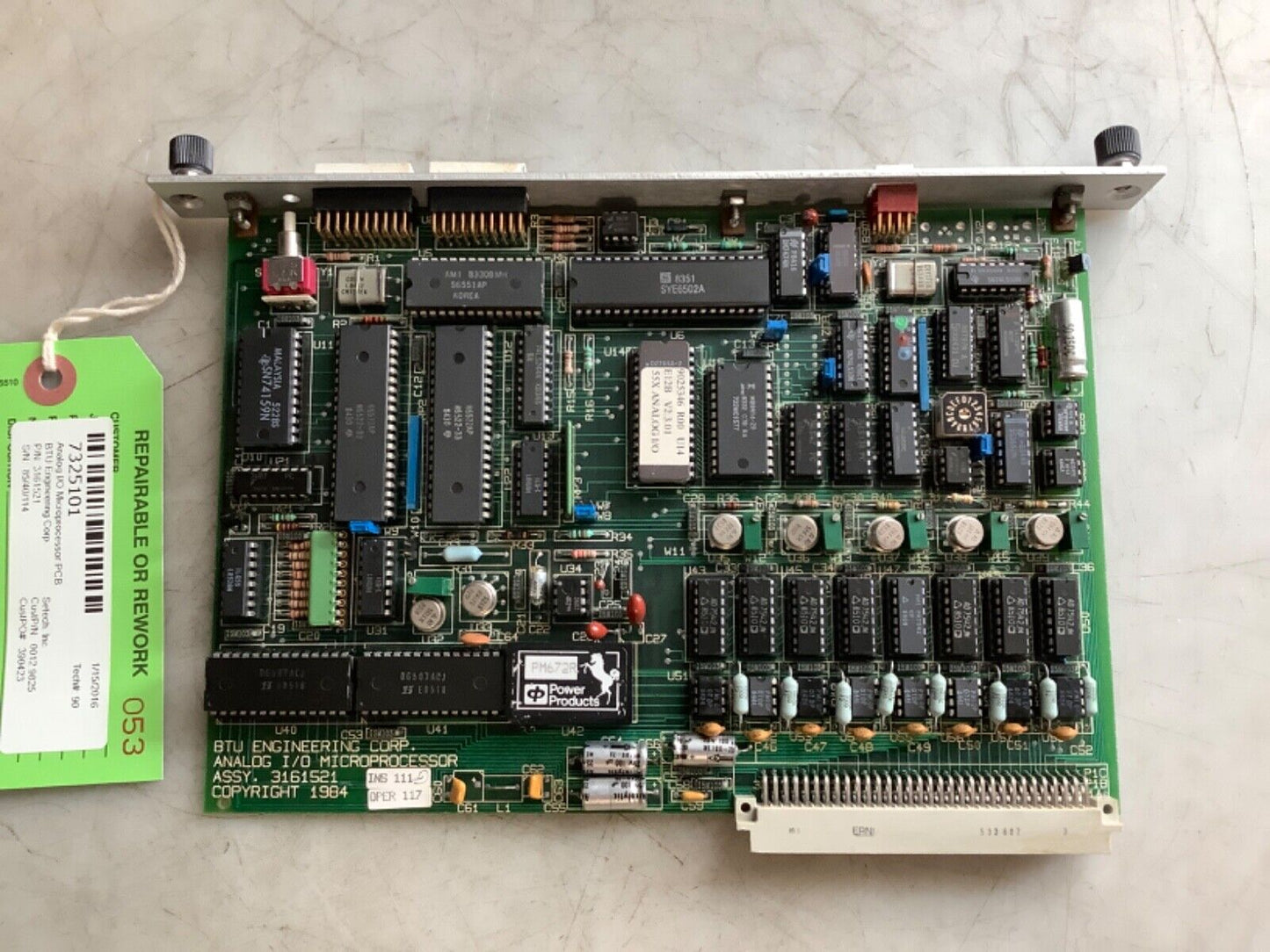 BTU 3161521 ANALOG I/O MICROPROCESSOR ASSEMBLY