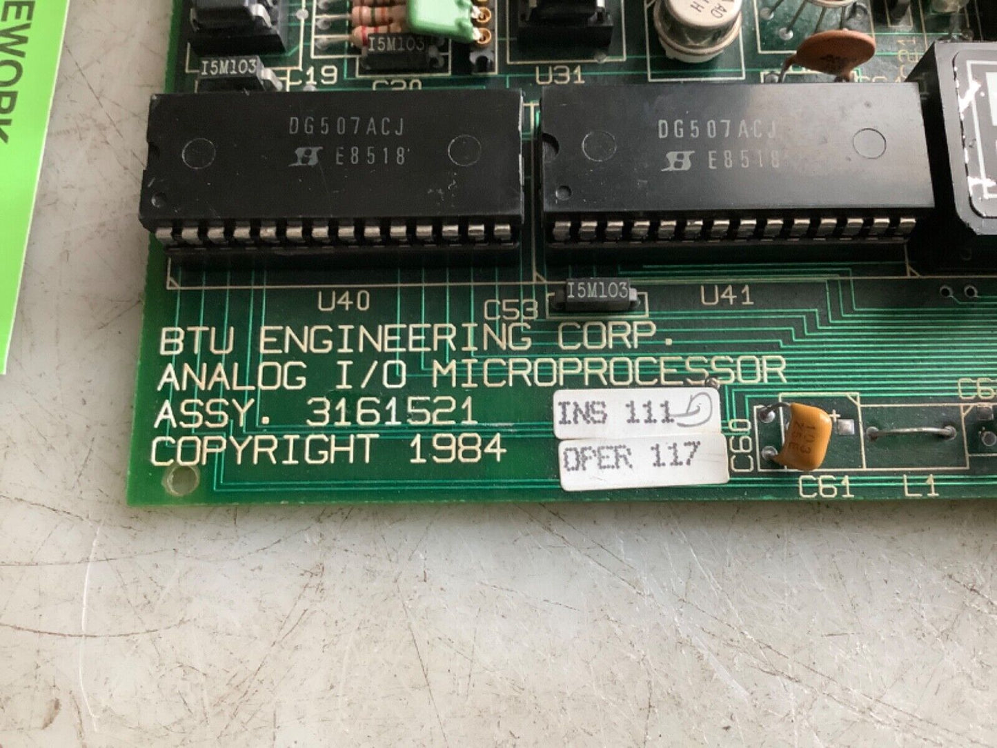 BTU 3161521 ANALOG I/O MICROPROCESSOR ASSEMBLY