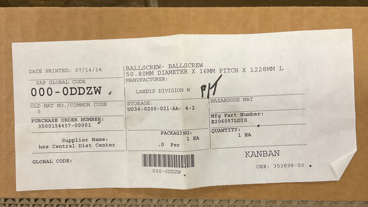 SKF BALLSCREW 50.80MM X 16MM PITCH X 1228MM E-206057