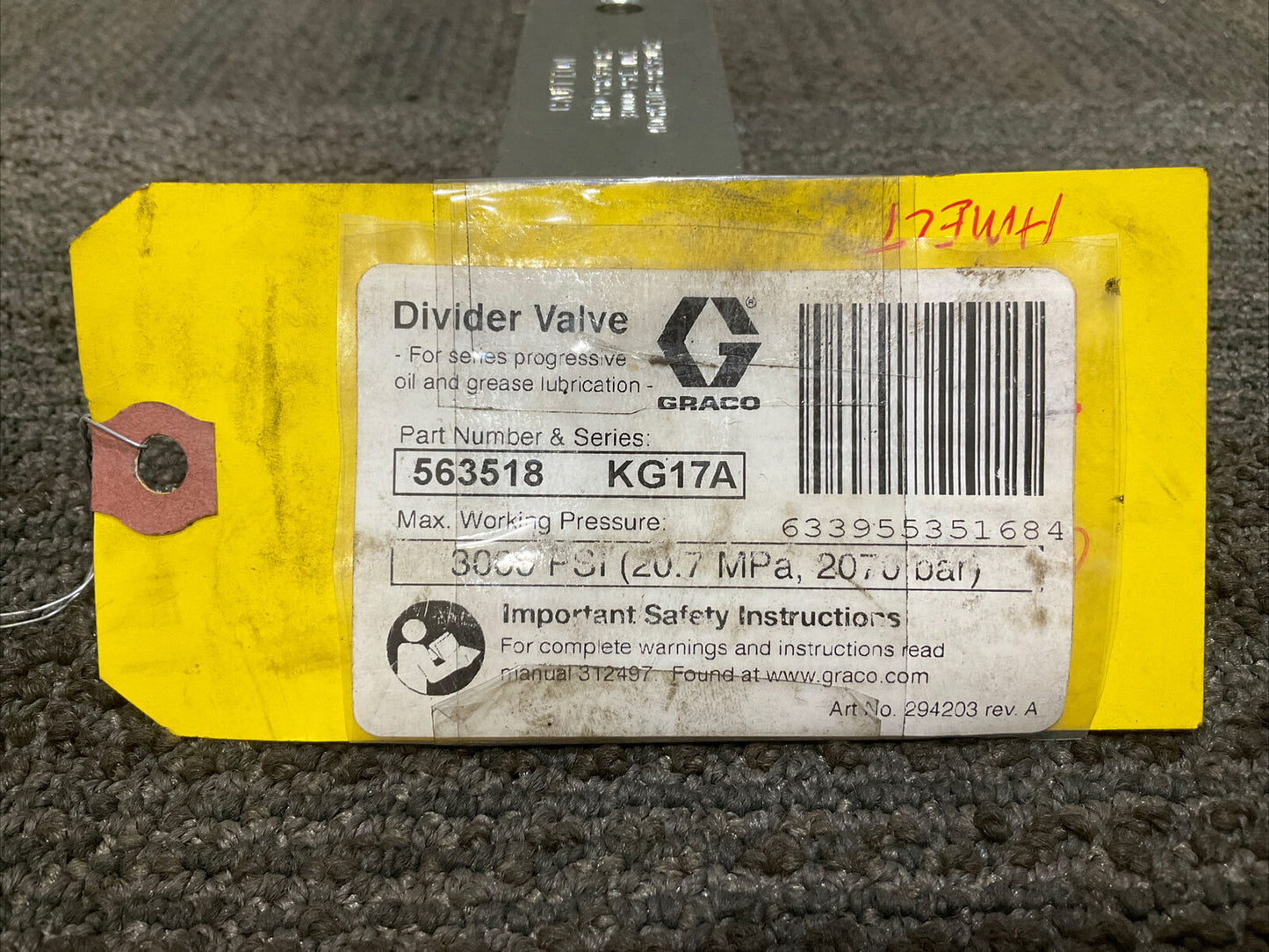 GRACO 563518 DIVIDER VALVE 444