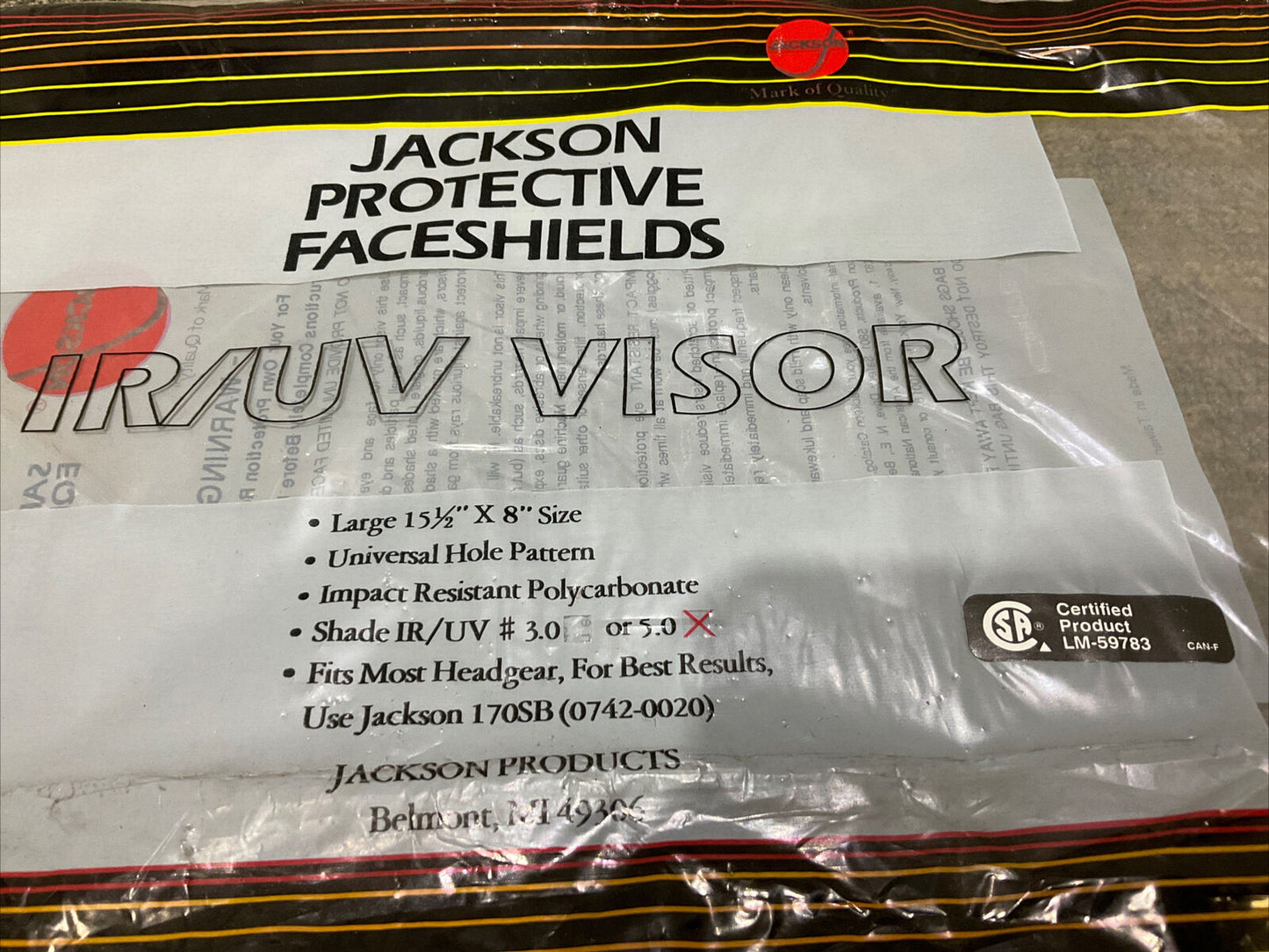 JACKSON 170SB 0742-0020 LARGE 15.5” X 8” UNIVERSAL HOLE IR/UV VISOR 222 LOT OF 2