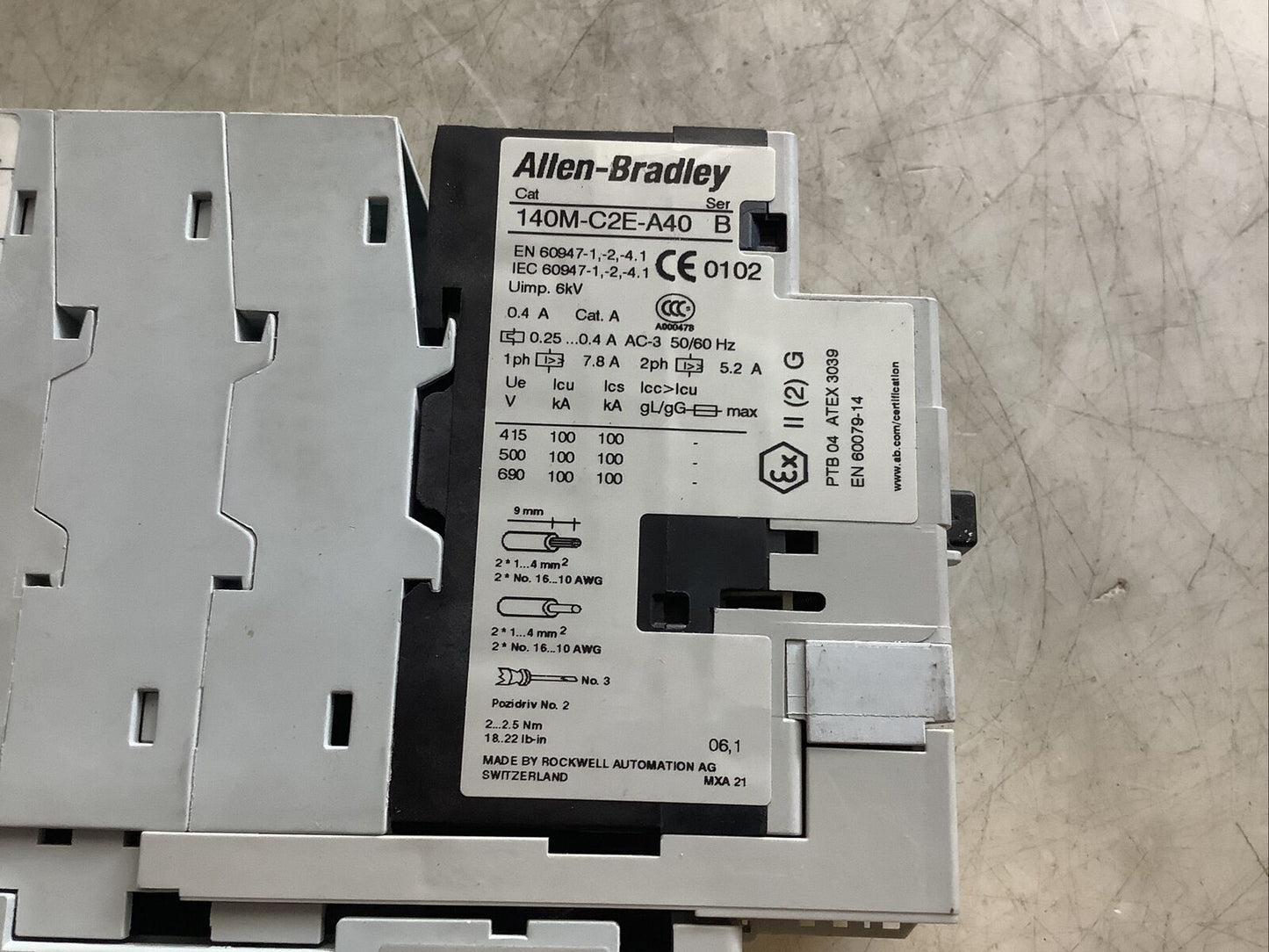 ALLEN BRADLEY 190S-ANDJ2-CA40C STARTER W/ 140M-C2E-A40 AND 100-C09D*10 999