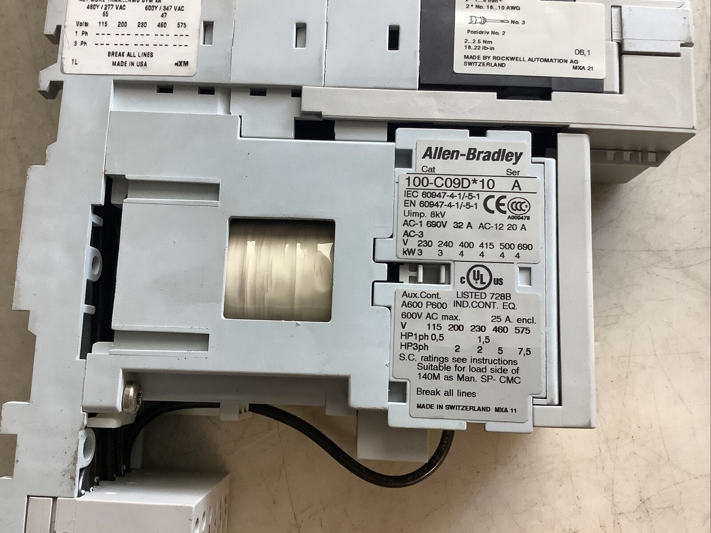 ALLEN BRADLEY 190S-ANDJ2-CA40C STARTER W/ 140M-C2E-A40 AND 100-C09D*10 999