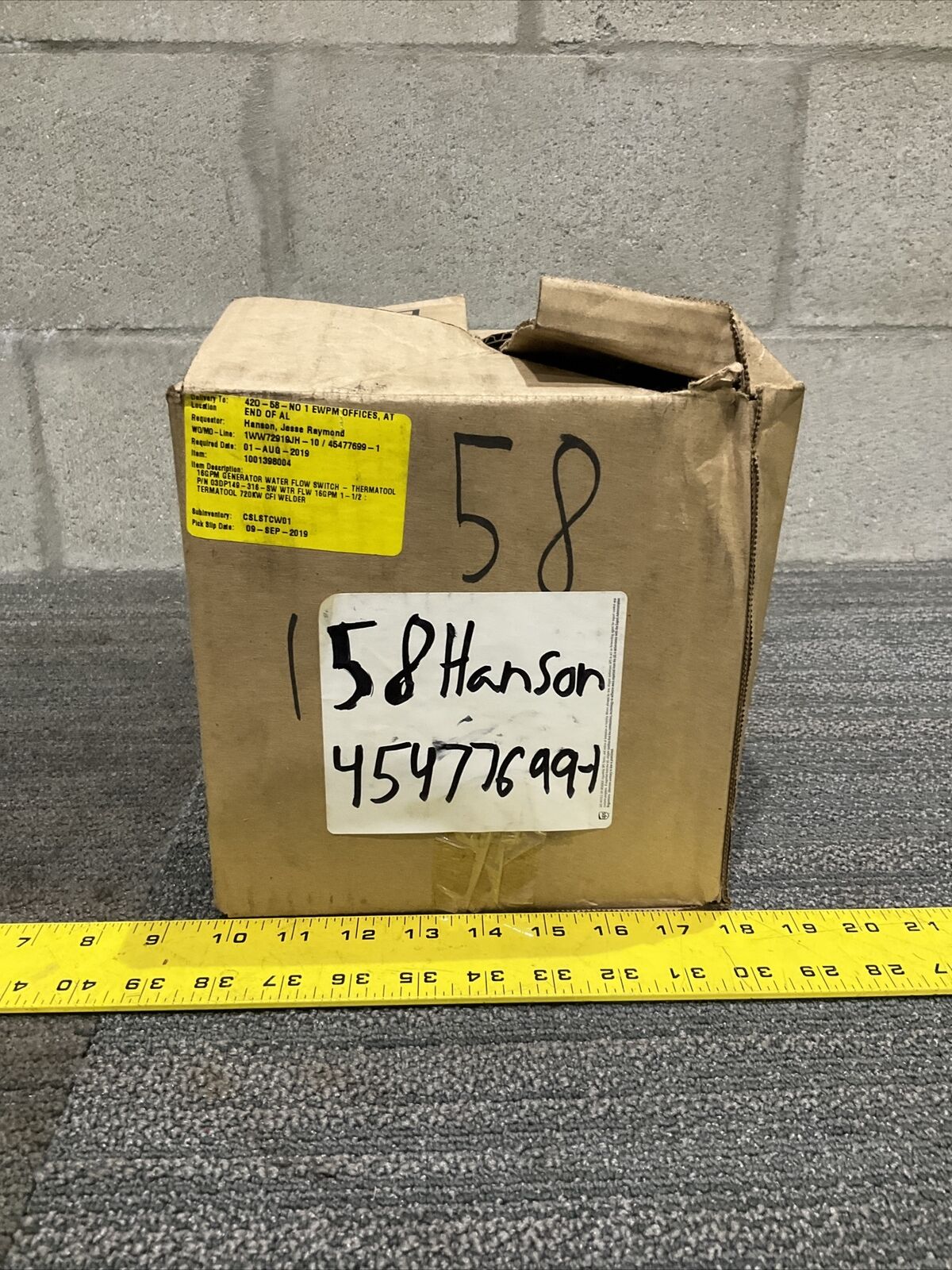 THERMATOOL 03CP149-316-SW 16GPM GENERATOR WATER FLOW SWITCH 222