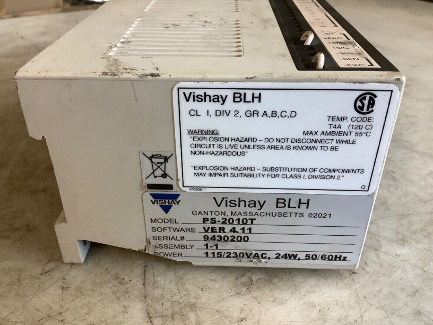 VISHAY BLH PS-2010T WEB TENSION TRANSMITTER 115/230VAC 24W 50/60HZ 222