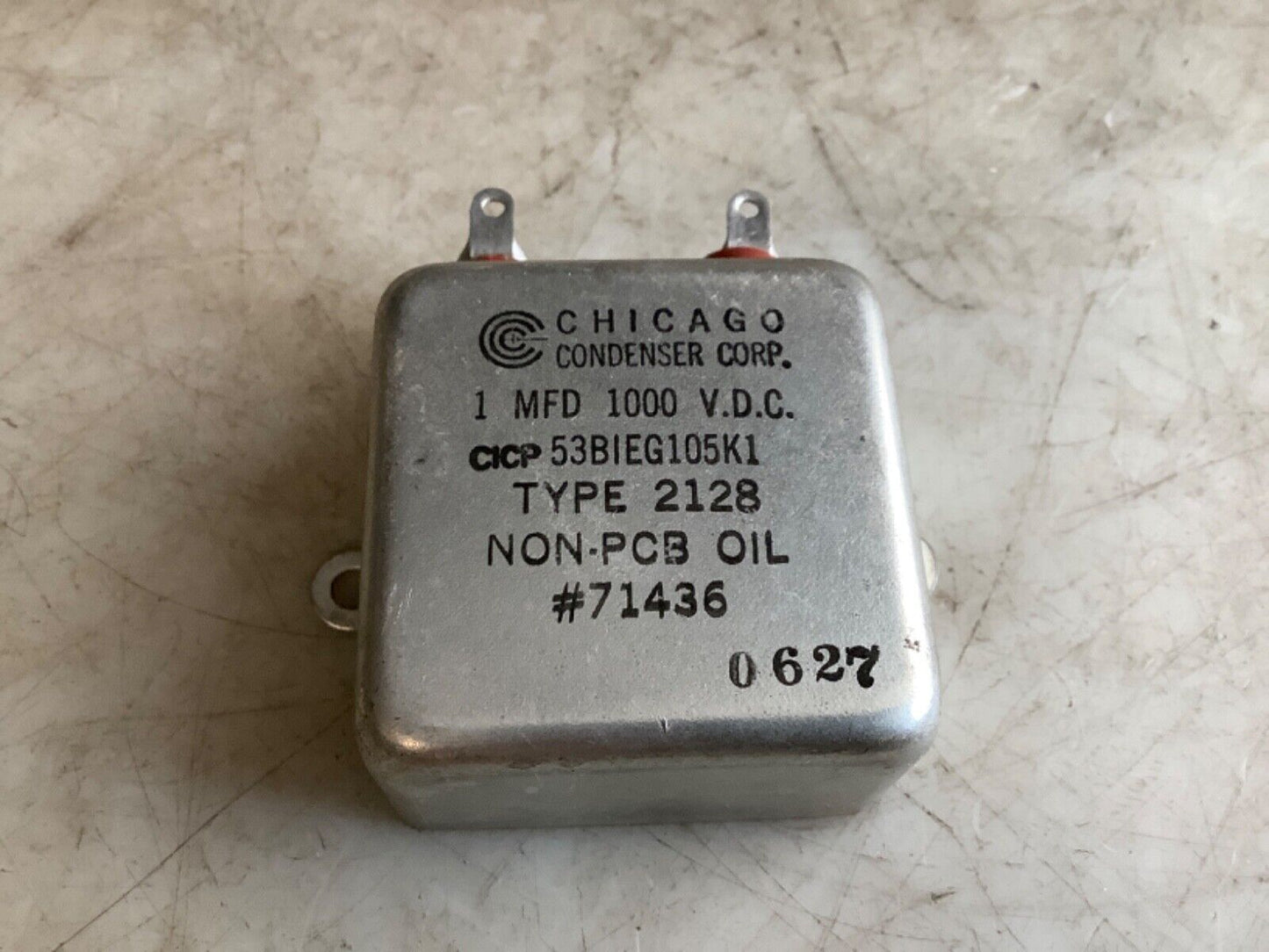 CHICAGO CONDENSER 2128 OIL PAPER BATHTUB CAPACITOR 222 CP53BIEG105K1
