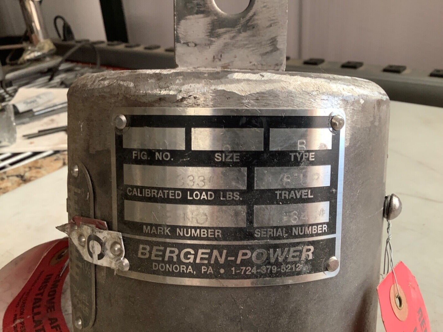 BERGEN POWER 3100 TYPE B PIPE SUPPORT 1/8IN UP TRAVEL LINE NO. 2 SIZE 6
